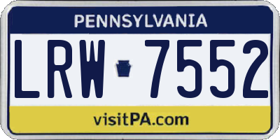 PA license plate LRW7552