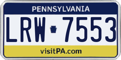 PA license plate LRW7553
