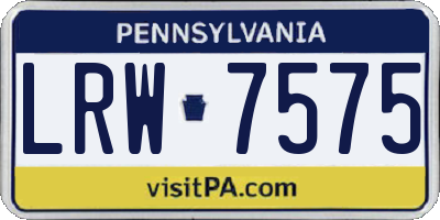 PA license plate LRW7575