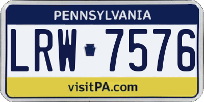 PA license plate LRW7576