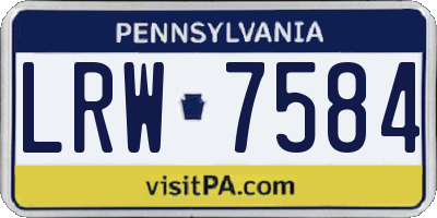 PA license plate LRW7584