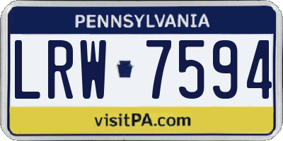 PA license plate LRW7594
