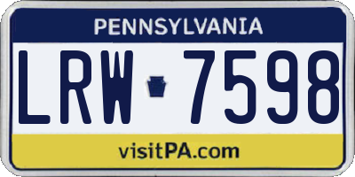 PA license plate LRW7598