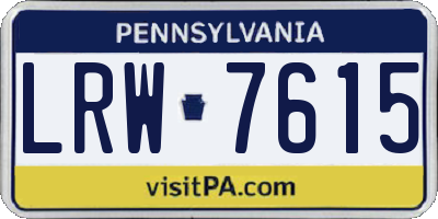 PA license plate LRW7615