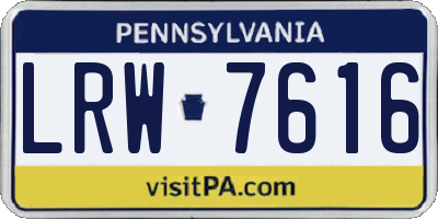 PA license plate LRW7616