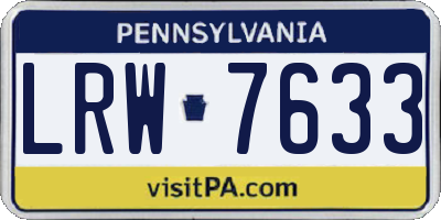 PA license plate LRW7633