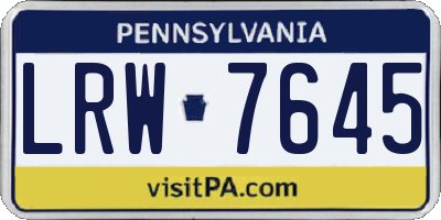 PA license plate LRW7645