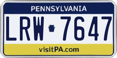 PA license plate LRW7647
