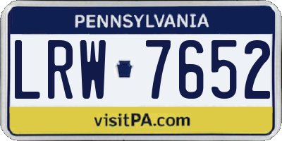 PA license plate LRW7652