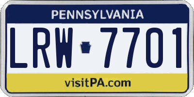 PA license plate LRW7701