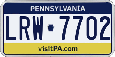PA license plate LRW7702