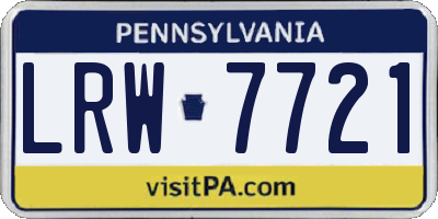 PA license plate LRW7721