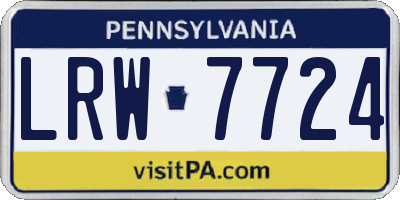 PA license plate LRW7724