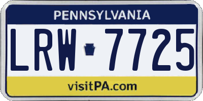 PA license plate LRW7725