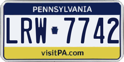 PA license plate LRW7742