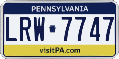 PA license plate LRW7747