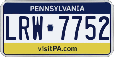 PA license plate LRW7752