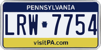 PA license plate LRW7754