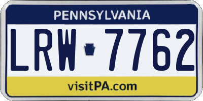 PA license plate LRW7762