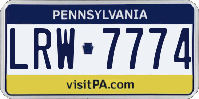 PA license plate LRW7774