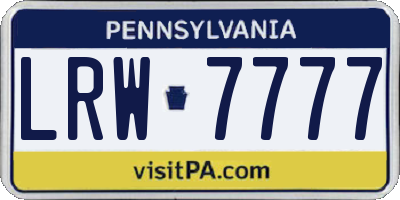 PA license plate LRW7777