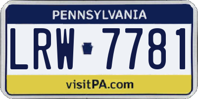 PA license plate LRW7781