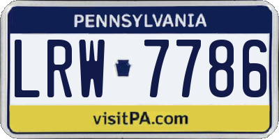 PA license plate LRW7786