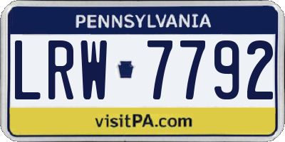 PA license plate LRW7792