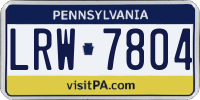 PA license plate LRW7804