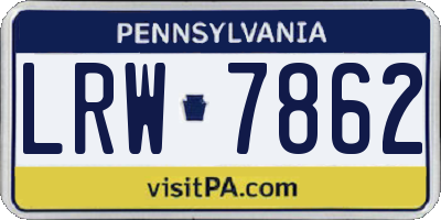 PA license plate LRW7862