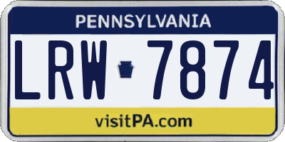 PA license plate LRW7874