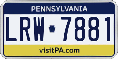 PA license plate LRW7881