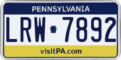 PA license plate LRW7892
