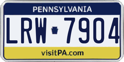 PA license plate LRW7904