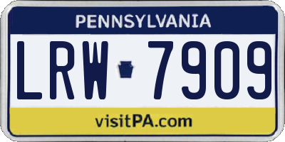 PA license plate LRW7909