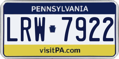 PA license plate LRW7922