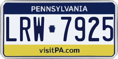 PA license plate LRW7925