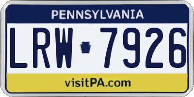 PA license plate LRW7926