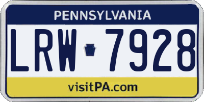 PA license plate LRW7928
