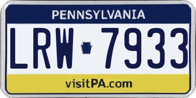 PA license plate LRW7933