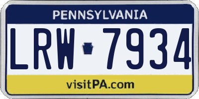 PA license plate LRW7934