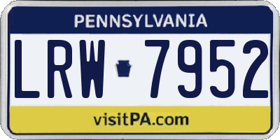 PA license plate LRW7952