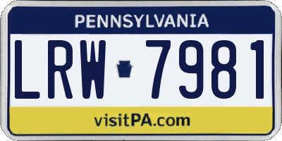 PA license plate LRW7981