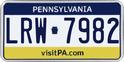 PA license plate LRW7982