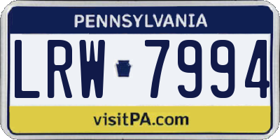 PA license plate LRW7994