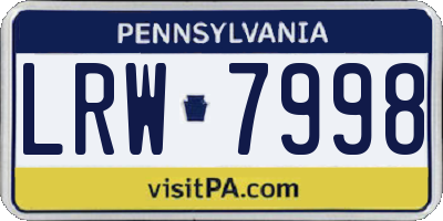PA license plate LRW7998