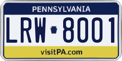 PA license plate LRW8001