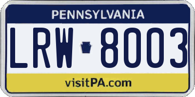 PA license plate LRW8003
