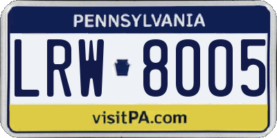 PA license plate LRW8005