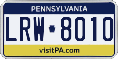 PA license plate LRW8010